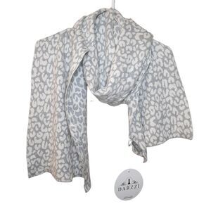 NEW Darzzi Scarf Gray Women 72 X 12 Inch Animal Print Knit 100% Cotton Soft